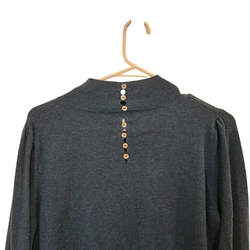 Molly Bracken Navy Blue Casual Long Sleeve Pullover Mock Neck Sweater Large